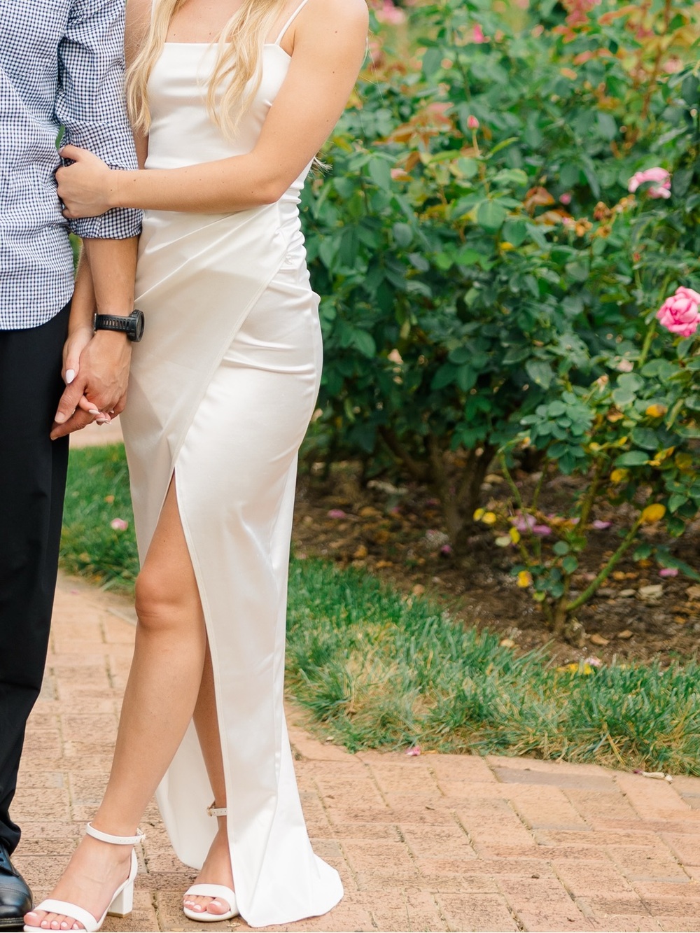Windsor White Satin Spaghetti-Strap Maxi Dress with Slit